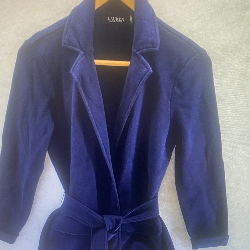 Lauren Ralph Lauren Deep Navy Velvet Belted Blazer